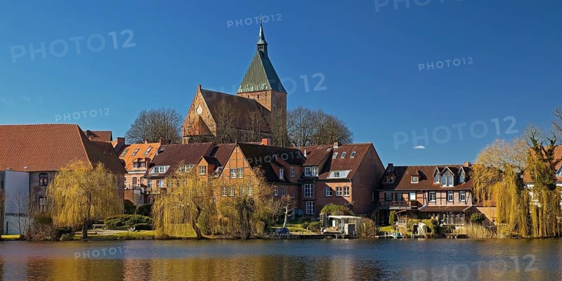 Altstadtansicht mit Sankt Nicolaikirche und Schulsee