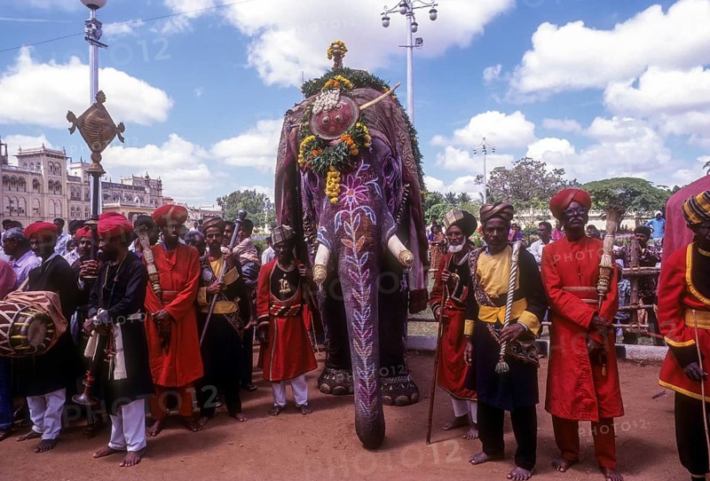 Dussera or Dasara procession during Navarathri festival in Mysuru or Mysore