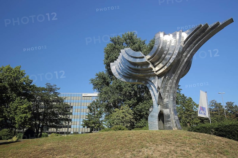 Silver sculpture phoenix in Wiesbaden