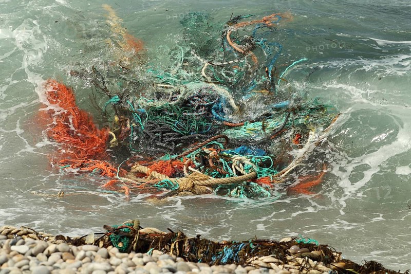 Large trawl net washing in from sea