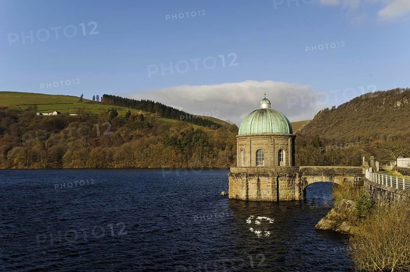 View of the reservoir and gravity-fed aqueduct building