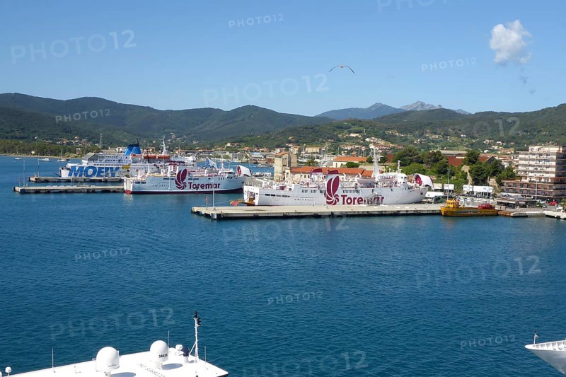 Three car ferries at Portoferraio ferry terminal
