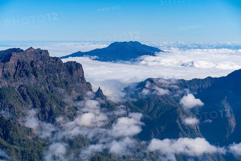 View from the summit of Roque de los Muchachos over the mountain landscape