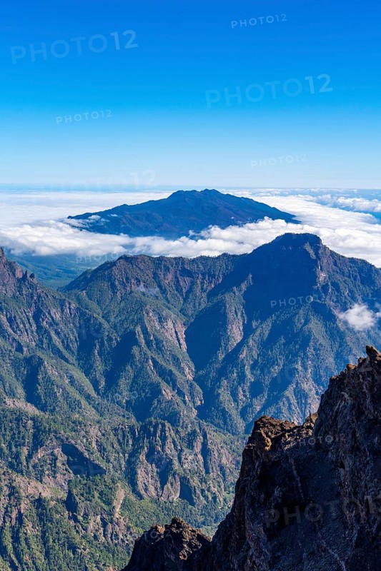 View from the summit of Roque de los Muchachos over the mountain landscape