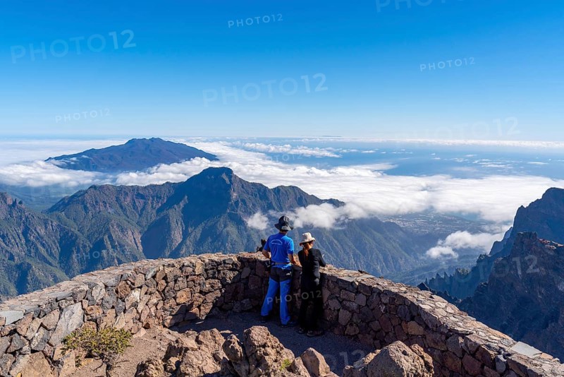 View from the summit of Roque de los Muchachos over the mountain landscape
