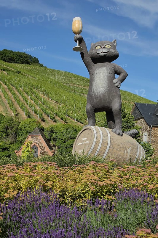 The famous Black Cat as a symbol for the wine-growing region of Zell Schwarze Katz in Zell