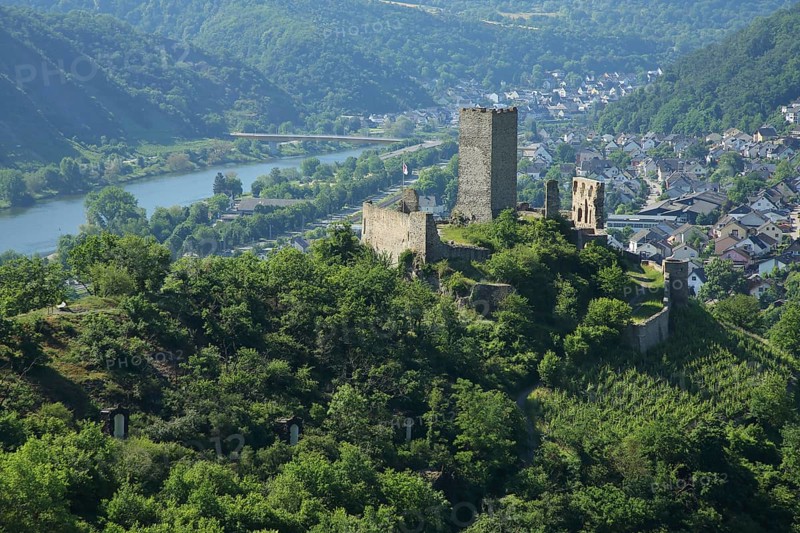 View of Niederburg Castle and Moselle Valley in Kobern