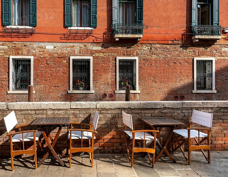 Venetian house facades in the lagoon city of Venice