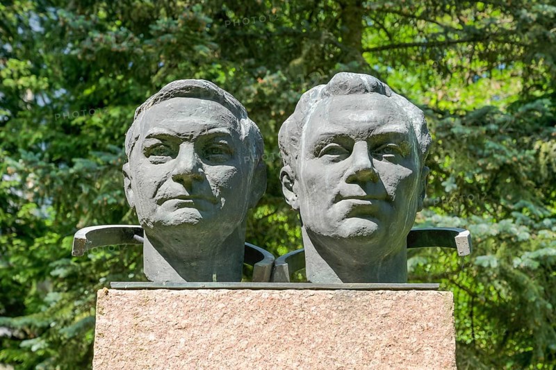 Monument to cosmonauts Waleri Bykowski and Sigmund Jaehn
