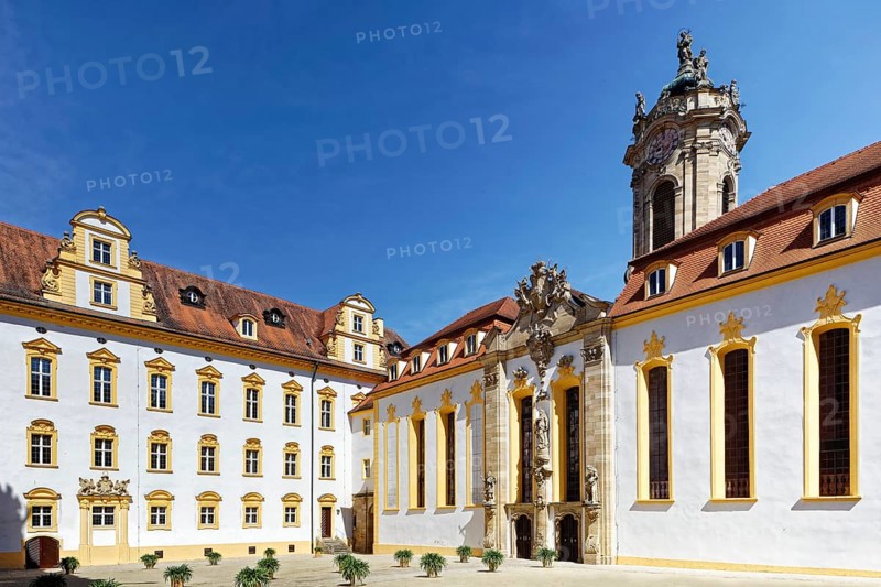 Inner courtyard of the Ellingen Residence with the Castle Church of the Assumption of the Virgin Mary