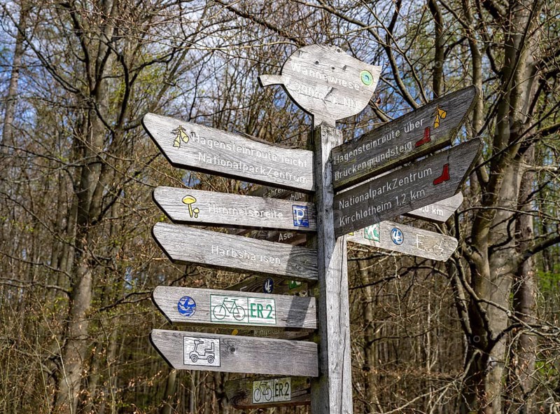 Signpost in the Kellerwald-Edersee National Park