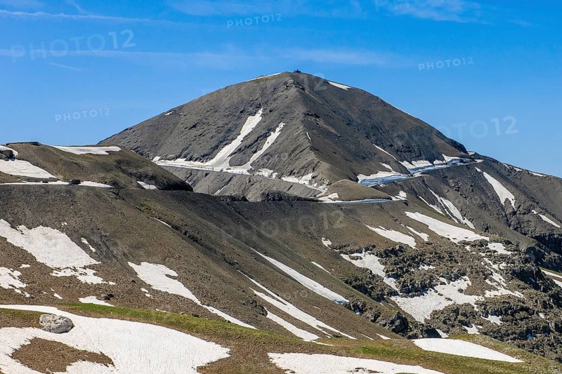 View of the mountain top Cime de la Bonette with a small observation platform