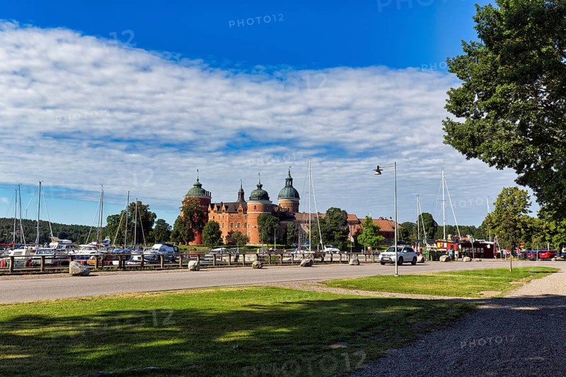 View of the marina and Gripsholm Castle in summer