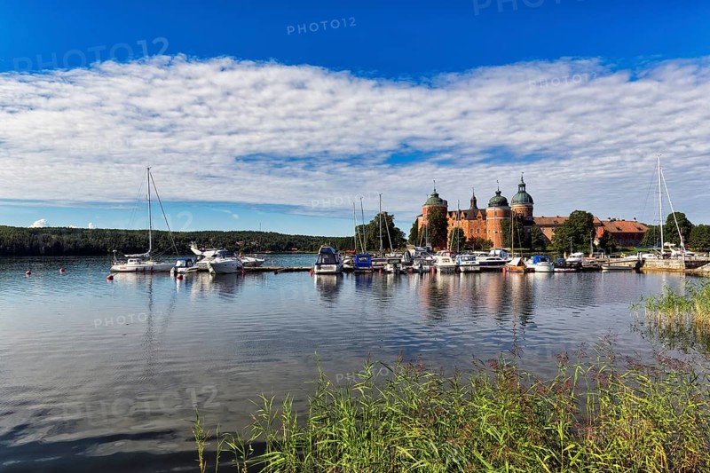 View of the marina and Gripsholm Castle in summer