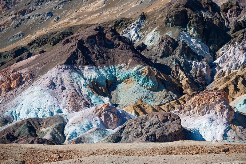 Artist's Palette rock discoloured by minerals in evening light