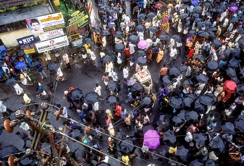 Rain during Atham festival procession in Tripunithura near Ernakulam