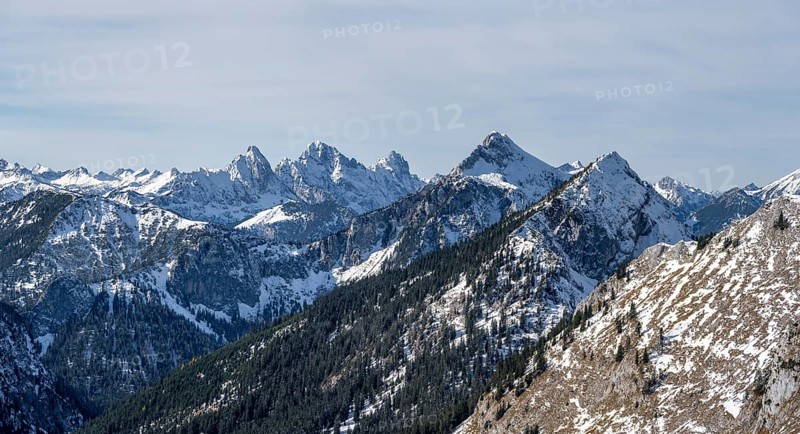 View of Tannheimer Berge with Gimpel and Rote Flueh