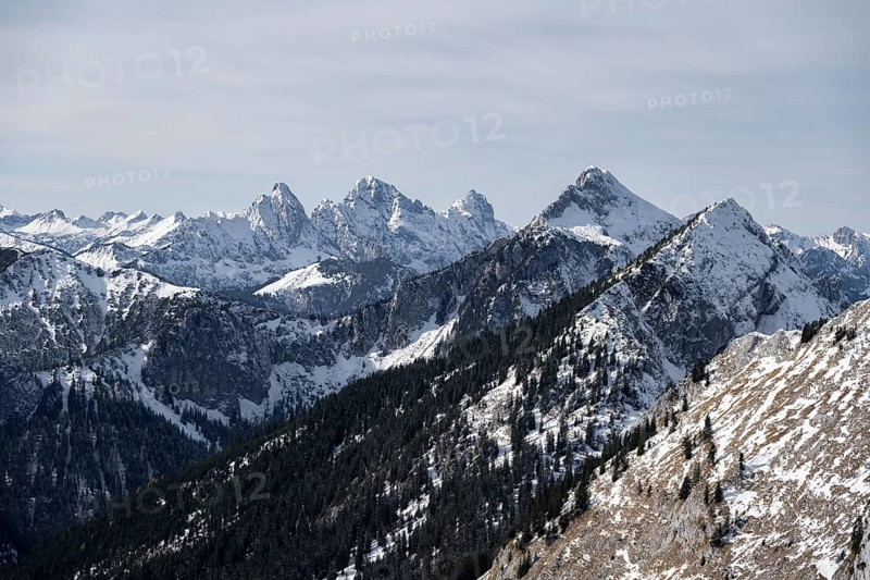 View of Tannheimer Berge with Gimpel and Rote Flueh