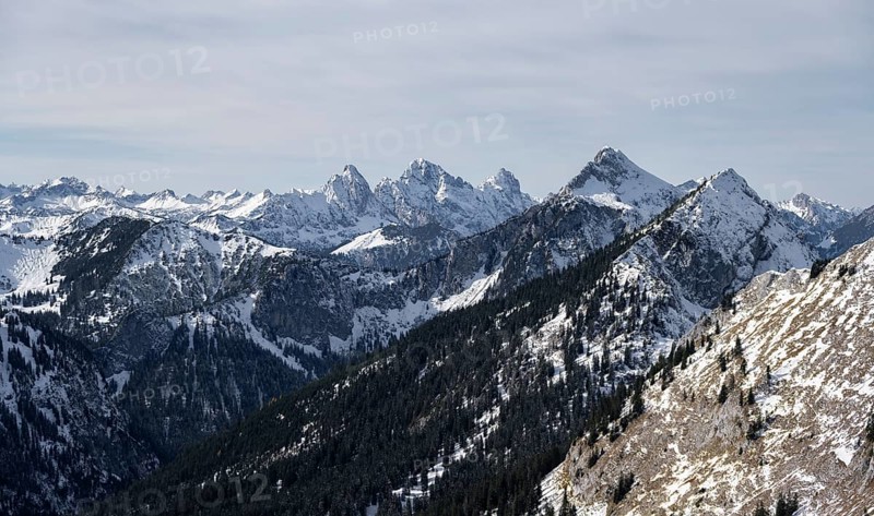 View of Tannheimer Berge with Gimpel and Rote Flueh