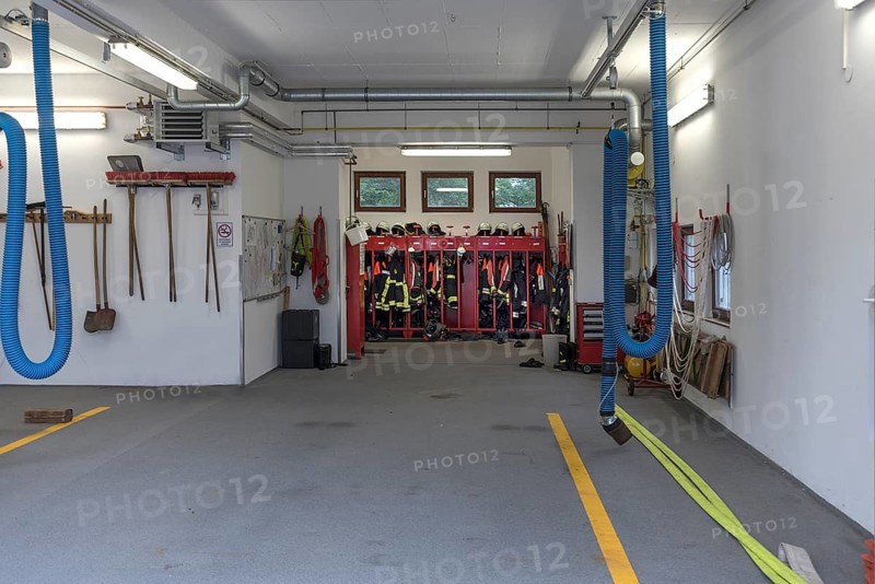 Empty fire station after fire alarm