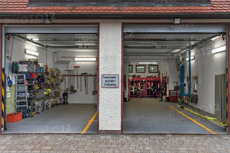 Empty fire station after fire alarm