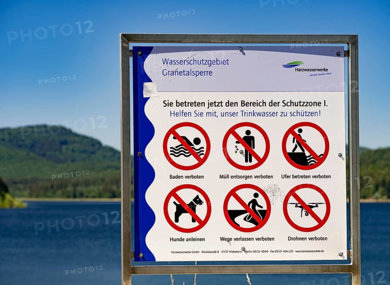 Sign on the bank of the Granetalsperre