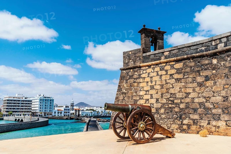 Historic San Gabriel Castle located on the island in Arrecife
