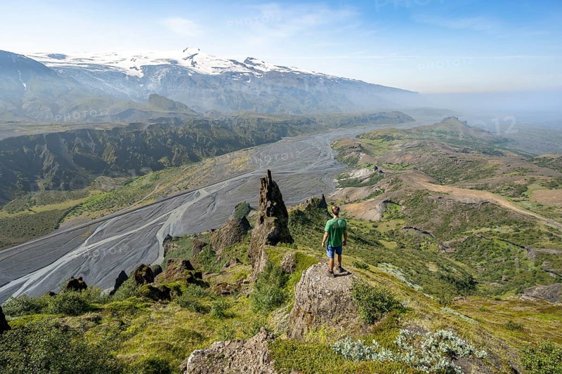 Hiker looking into the distance
