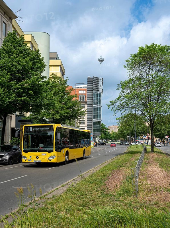 Public transport bus in Berlin road traffic