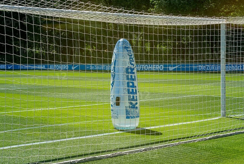 Plastic keeper in football goal