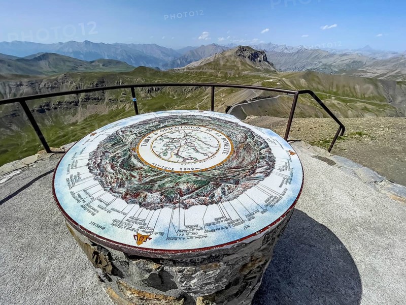 Orientation board at 2862 metre high viewpoint on Cime de la Bonette