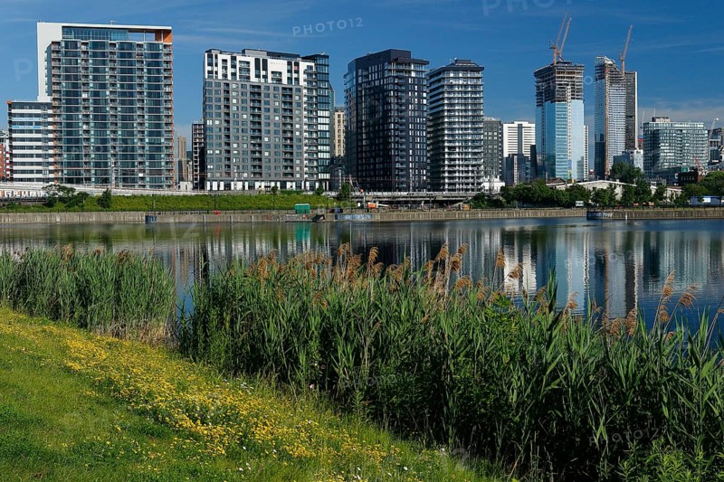 Modern apartment buildings