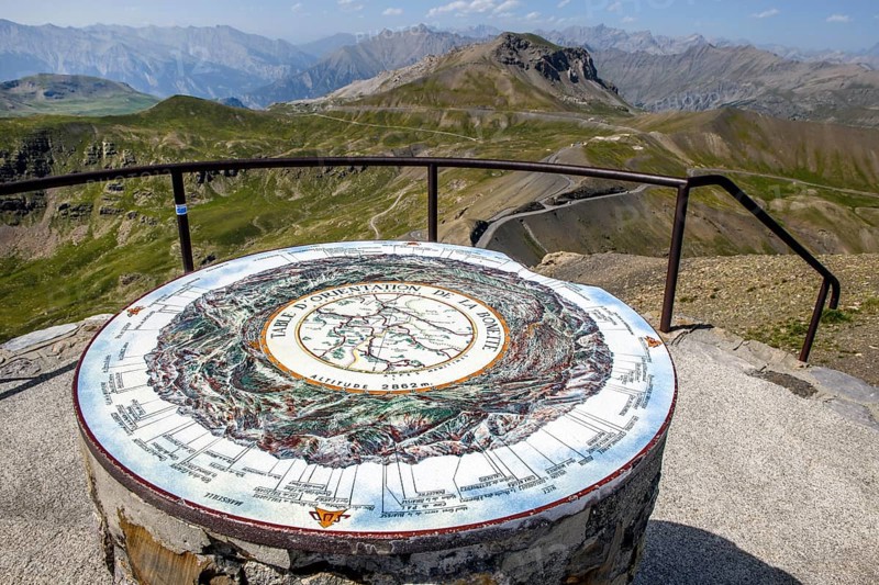 Orientation board at 2862 metre high viewpoint on Cime de la Bonette