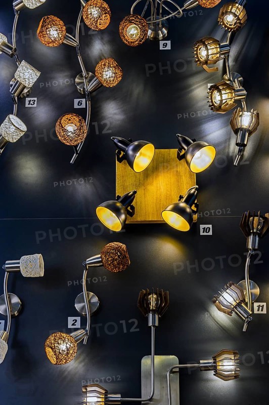 Halogen spotlights and LED lights in DIY store