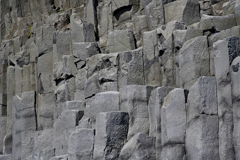Detail of the basalt columns on the black beach near Vik i Myrdal
