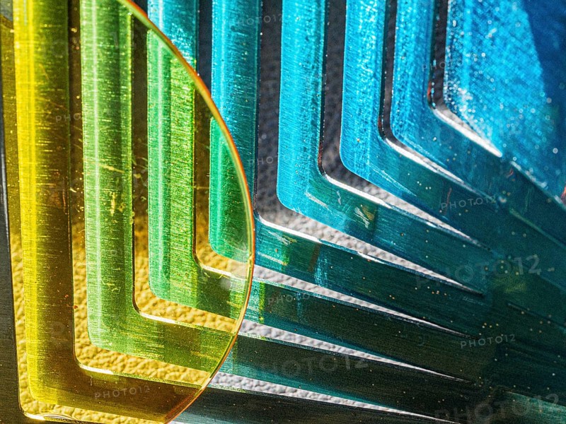 Light show Reflections on metal slats