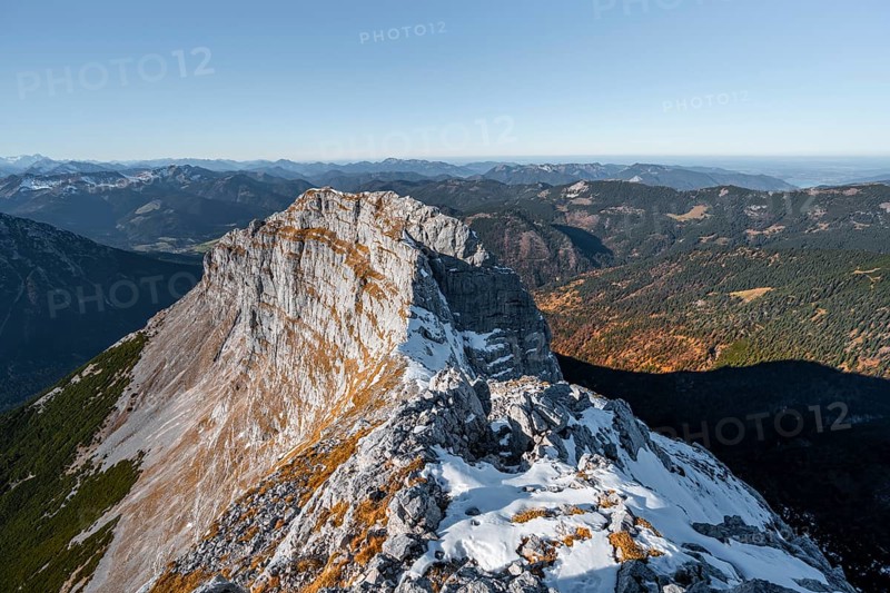 Summit ridge with first snow in autumn
