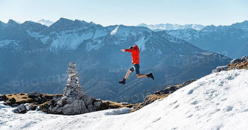Mountaineer jumping