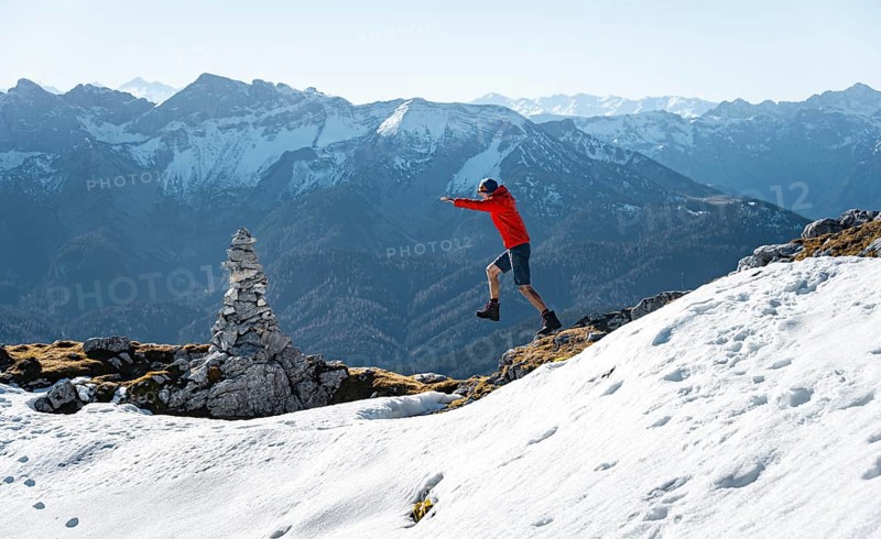 Mountaineer jumping