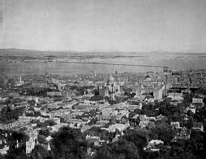 View from Mount Real of Montreal City and the Saint Lawrence River