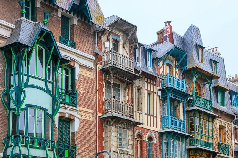 Wilhelminian and Art Nouveau villas in the Mersois neighbourhood on the Mers-les-Bains promenade