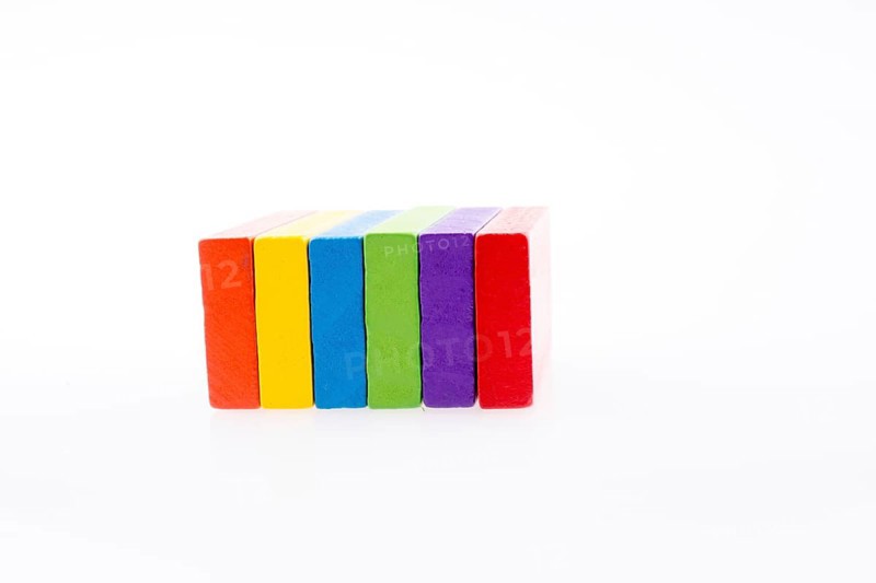 Multi color domino on white background