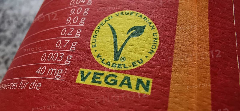 Vegan label on food packaging