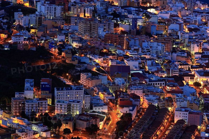 View from the Mirador Glorieta de la Concepcion the city of Santa Cruz de la Palma at night