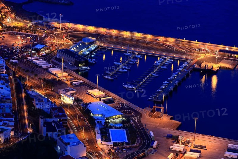 View from the Mirador Glorieta de la Concepcion of the marina of the city of Santa Cruz de la Palma at night