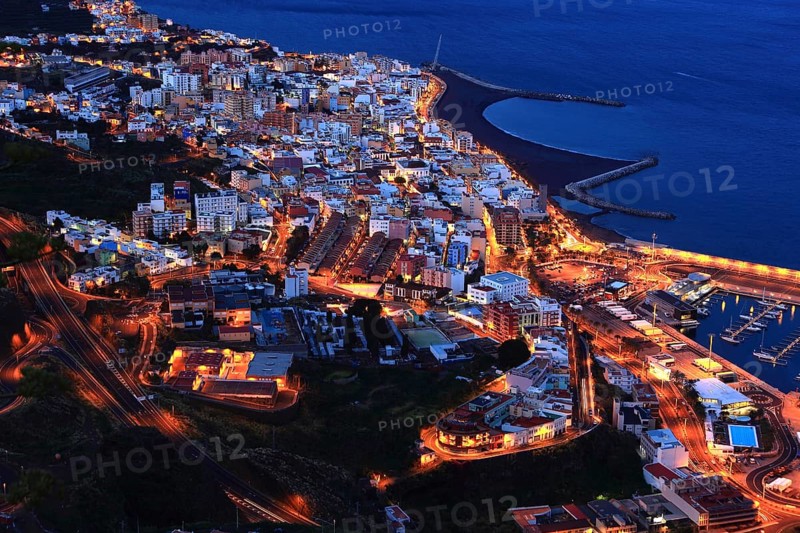 View from the Mirador Glorieta de la Concepcion of the city of Santa Cruz de la Palma at night