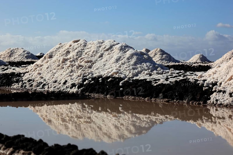 Crystal pools and salt mountains of the salt works in Fuencaliente at the Punta de Fuencaliente