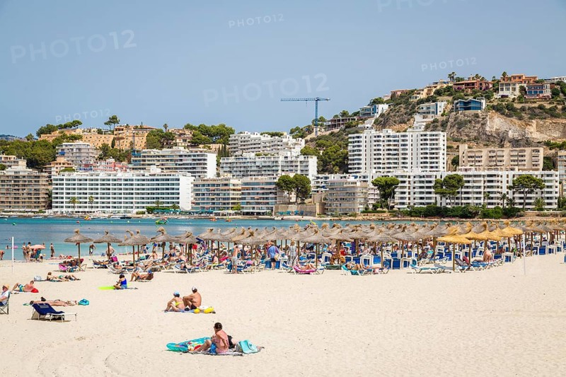 Playa de Santa Ponca beach, high-rise buildings at the back