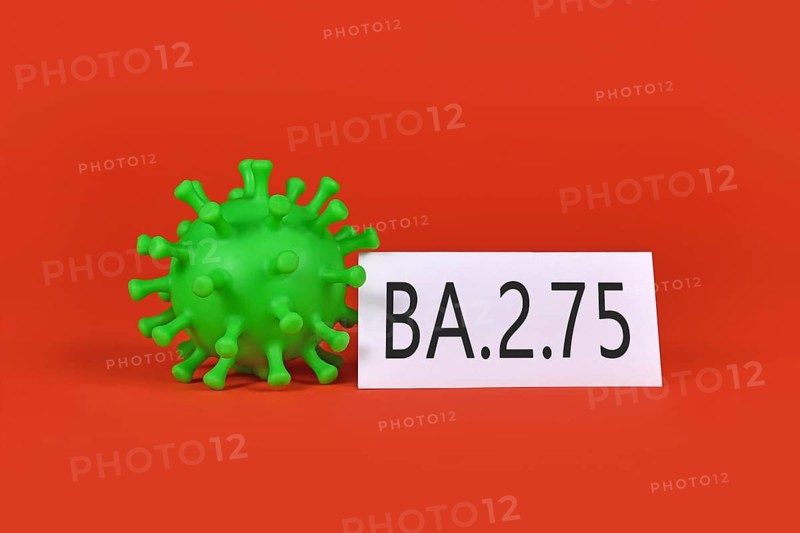 New Omicron subvariant BA. 2. 75 'Centaurus' virus mutation concept with virus model and text,