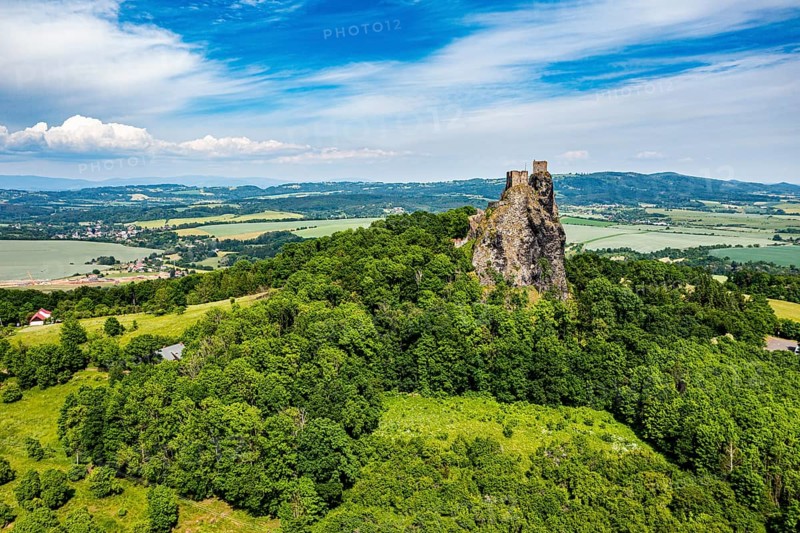 Aerial of Trosky castle, Bohemian paradise
